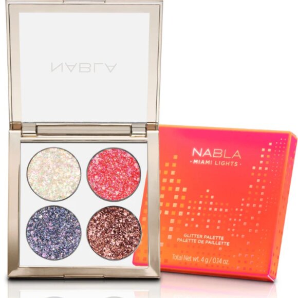 NABLA Cosmetics Miami Lights Glitter Quad Palette NWOT - Picture 2 of 4
